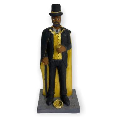 Imagem de Imagem Exu Cartola Ouro Terno Preto e Dourado Resina 16 Cm