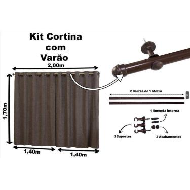 Imagem de Cortina Semi-Blackout Suede 2,80m x 1,70m - Varão Tabaco