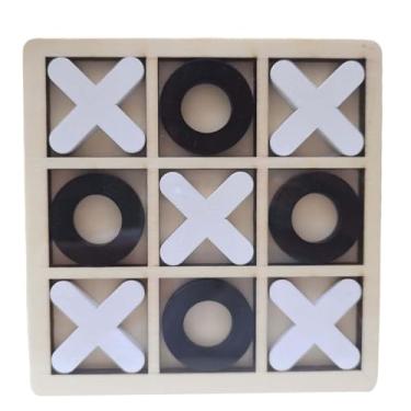 Imagem de shamjina Tic tac toe engraçado jogo de mesa artesanal jogo de família clássico xoxo jogo de tabuleiro de xadrez para goody saco enchimentos adultos famílias, Preto branco