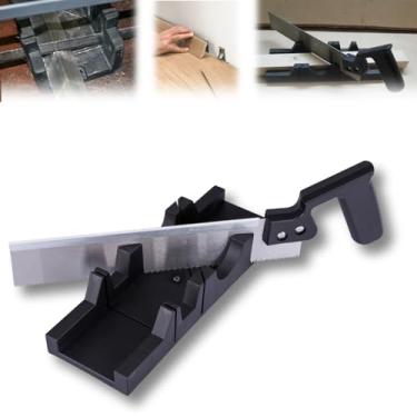 Imagem de Kit Gabarito Caixa Meia Esquadria Serrote Corta Ângulos Serra 300mm P/Serrar Madeira Forma de Corte Serrinha de Marceneiro