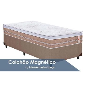 Imagem de Cama Box Solteiro: Colchão c/Vibro Massagem Castor Tecnopedic Magnético Niponpedic + Base CRC Courano Clean(88x188)