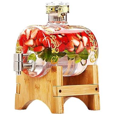 Imagem de Dispensador de bebidas de vidro para dispensador de bebidas Fridgeglass com torneira de aço inoxidável, dispensador de bebidas em jarra de vidro com suporte para churrasco, piquenique, festa