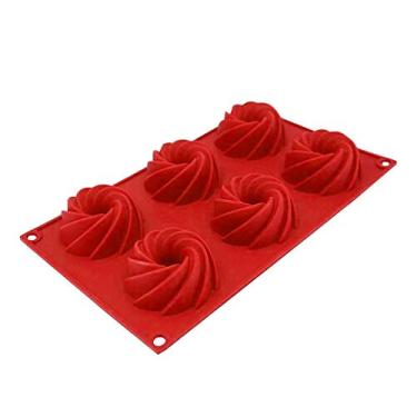 Imagem de Mimo Style Forma de Silicone Vermelha para 6 Flans, Ideal para Pudim, Bolinho, Cremes - Antiaderente com 7cm de Diâmetro e Capacidade de 70ml Cada Boca Flexivel e Resistente Perfeito Para Confeitaria