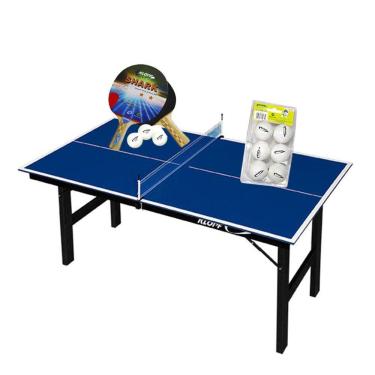 Imagem de MINI MESA PING PONG Júnior MDP 12mm 1003 KLOPF + Kit 5055 + Kit 6 Bolinhas Brancas