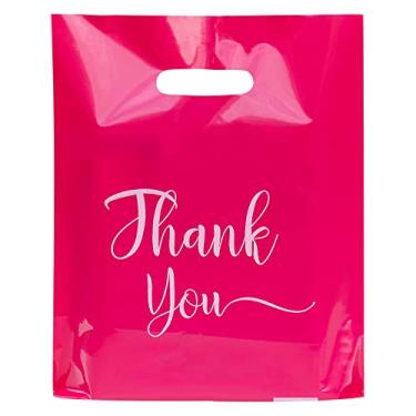 Imagem de Thank You Bags for Business Small, 100 Pack Bulk Plastic Bags for Small Business, Merchandise Bags for Packaging Products, Die Cut Shopping Bags for Small Business, Boutique Bags for Retail Wholesale (Small(9"x12"), Pink)