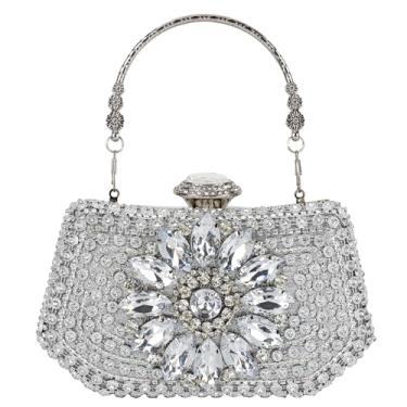 Imagem de COAIMANEY Bolsa de mão feminina brilhante com strass cristal clutch glitter lantejoulas bolsa de mão para festa de casamento nupcial formatura, #2313-prata