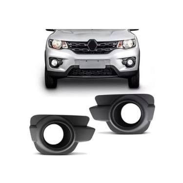 Imagem de Grade Moldura Milha Kwid 2018 2019 2020 Com Furo Preta Direito