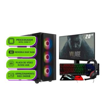 Imagem de PC Gamer Completo Alligator Shop Intel i7 3770, Radeon RX 550 4GB, Memoria 16GB DDR3, SSD 240GB, Monitor 20 Polegadas