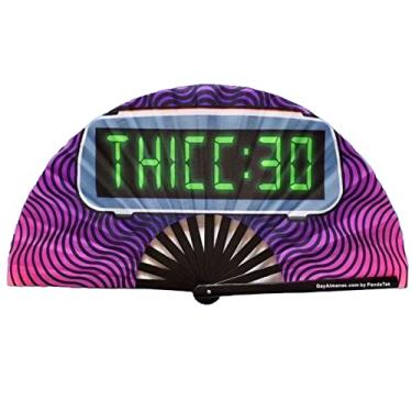 Imagem de PandaTak Fãs portáteis grandes e divertidos: ventilador de bambu rave de 33 cm, dobrável e perfeito para festas gays, festivais EDM e Ravers (Thicc: 30)