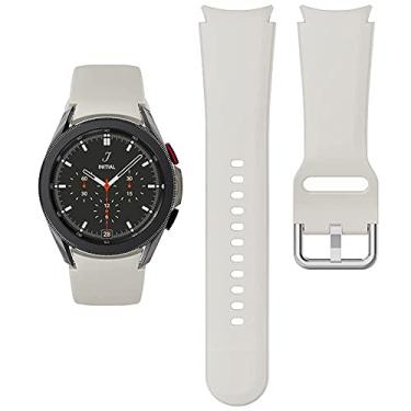 Imagem de KIMAIXA Compatível com Samsung Galaxy Watch 5 de 40 mm e 44 mm/5 Pro 45 mm/4 44 mm e 40 mm/Galaxy Watch 4 Classic 42 mm e 46 mm, pulseira esportiva de silicone macio para mulheres e homens, pulseira de substituição, branco antigo
