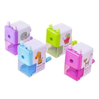 Imagem de Afiador de lápis de desenho animado, 2 peças, artigos de papelaria, criatividade, fofo, manivela, apontador de lápis - cor aleatória