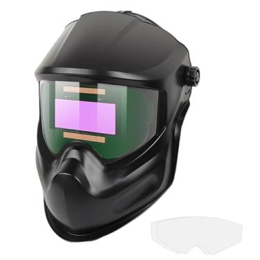 Imagem de harayaa Máscara de soldador, escurecimento automático, capacete de soldagem, tampa ajustável, capa de proteção, chapéu duro para soldagem em arco, trabalho de, estilo E