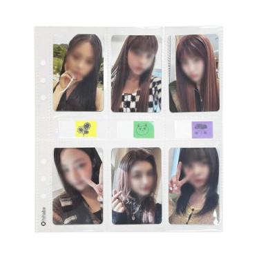 Imagem de hihaba Wide A5 6 bolsos (vertical) 2,4 x 3,93 (61 x 100 mm) 10 folhas, 9 tipos de mangas de bolso cristalinas, páginas de recarga de álbum de fotos para fichário de 6 anéis