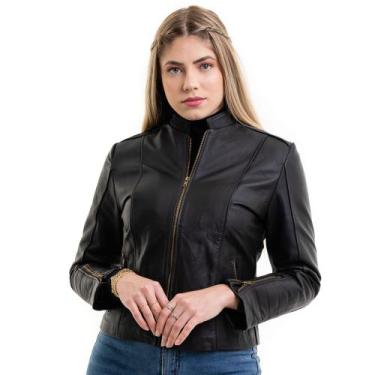Imagem de Jaqueta Feminina De Couro 100% Bovino Premium Slin Motoqueiro - Bella,