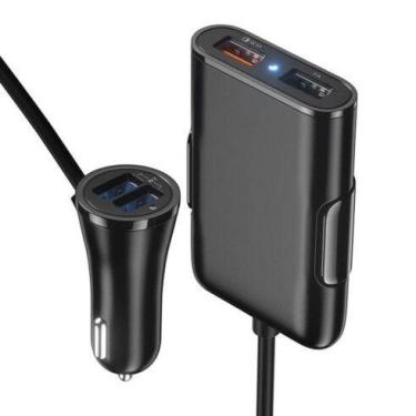 Imagem de Carregador veicular com extensor 2 portas usb para passageiro 8a + qc 