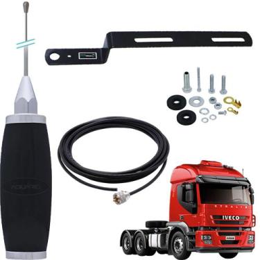 Imagem de Antena Px Maria Mole Inox 2,7m Cabo 5,5m Iveco Stralis Parafusos Anti-