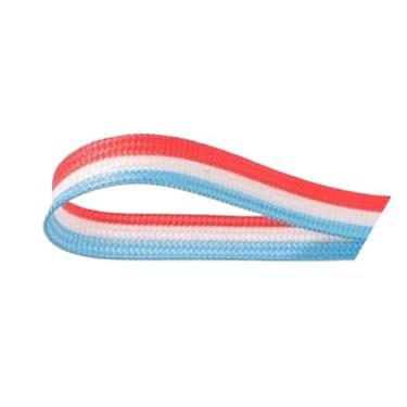 Imagem de Cadarços Listrados Colorblocked Tênis Infantil Adulto Cadarços Elásticos De Cor Gradiente Acessórios Para Sapatos(Red white blue 5,140cm)