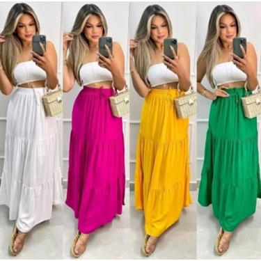 Imagem de Saia 3 Tres Marias Longa Femenina Modelo Soltinho em Tecido Viscolinho