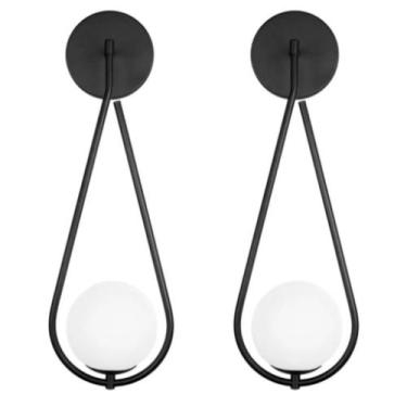 Imagem de Kit 2 Arandelas Parede Luxo Gota Slim Banheiro Quarto Preto - Jabutica