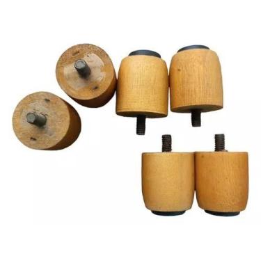 Imagem de Pé para cama Box 6 Pé Pezinho De 4 Cm Cama Box Solteiro Madeira Cor Me