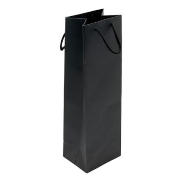 Imagem de 50 Sacolas Com Alça De Cordão 35x11x9cm Ideal Para Garrafas (Preta)