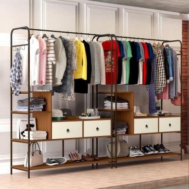 Imagem de Araras De Roupas Jogo Potts Preto Canela Off White