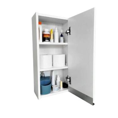 Imagem de Armário Aéreo Estreito 30cm Para Banheiro Cozinha Lavanderia- Branco -