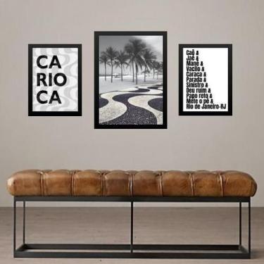 Imagem de Set 3 Quadros Rio De Janeiro - Gírias E Foto - Com Vidro - Quadros On-