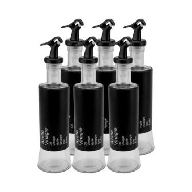 Imagem de Kit 6 Azeiteiro Vinagreiro Recipiente em Vidro e Inox Preto com Bico D