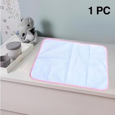 Imagem de 1 Protetor de Colchão 70x50 Absorventes Laváveis Branco com Borda Rosa