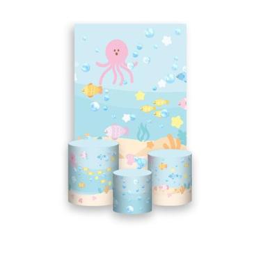 Imagem de Painel De Festa Vertical 1,50 x 2,20 + Trio De Capas Cilindro - Fundo 