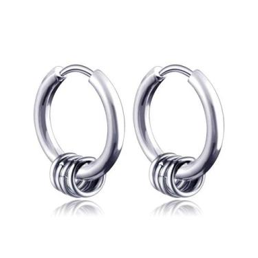 Imagem de par DE brinco argola em aço bolinha prateado não escurece - KC STORE, 