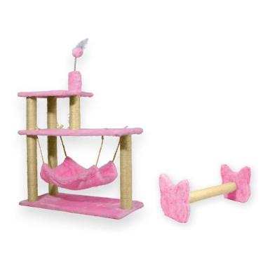 Imagem de Arranhador Para Gatos 3 Plataformas Rede E Brinquedos Poste Sisal Cara