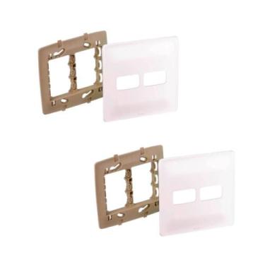 Imagem de Kit 2 Placa 4X4 P/ 2 Mod Branco C Suporte Zeffia Pial 680174 - Pial Le