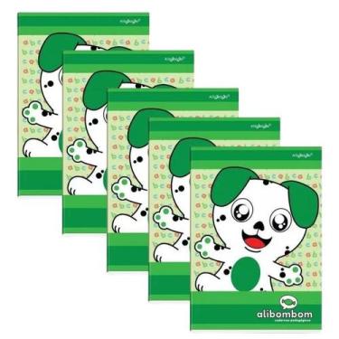 Imagem de Kit 5 Cadernos 80 Folhas Alibombom Verde Capa Dura