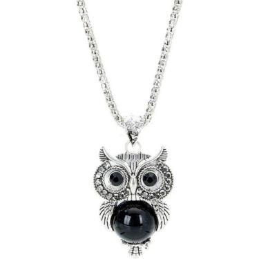 Imagem de kit Colar + brinco pulseira Coruja Pedra Strass Diamante - anjo da mam