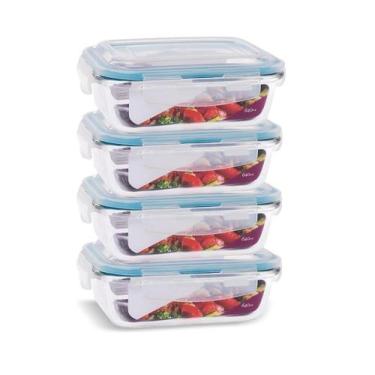 Imagem de Kit 10 Potes Vidro Hermético 640ml - Travas Resistentes - Praticasa