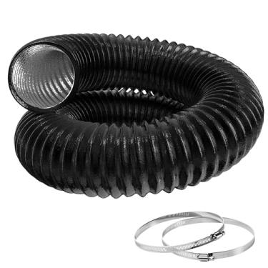 Imagem de Duto de alumínio flexível de 30 cm, mangueira de ventilação para secador, proteção de três camadas resistente, 6 metros de comprimento para aquecimento, resfriamento, ventilação e exaustão, preto