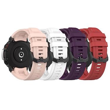 Imagem de QGHXO Pulseira para Amazfit T-Rex 2/Active Edge, Pulseira de Silicone Macia com Fecho de Aço Inoxidável, 99 + 133 mm, Preta, Esportiva
