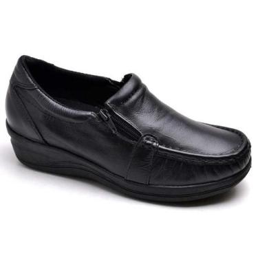 Imagem de Sapato Feminino Mocassim Comfort Anatomico Enfermagem Dentista Preto -