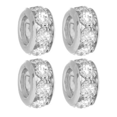 Imagem de Kit 4 Berloques Separadores Strass Cristal Banhado a Prata 925 - Work 