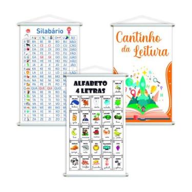 Imagem de Silabário + Alfabeto + Leitura Kit 3 Banners 80x50cm - PlimShop