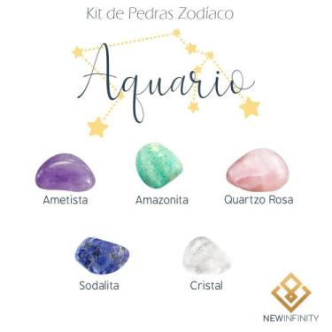 Imagem de Kit de Pedras Cristais dos Signos Aquario - 5 pedras naturais proteção
