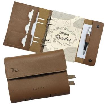 Imagem de Agenda Minhas Receitas 154-R Personalizada Raffai Couros, Caramelo