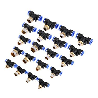 Imagem de 2 pcs Tee Union Connector Pneumatic Tube Empurre em Fitting PB 4 6 8 10 12mm a M5"1/8" 1/4"3/8" 1/2" Conexões de ar roscadas de rosca YYDFPIIA (Color : PB4 xM5)