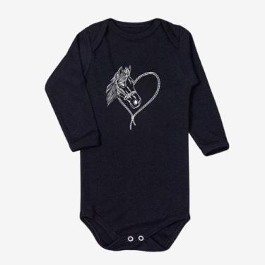 Imagem de Body Infantil Estampado Cavalo Neném Country Bebê Agro Fofo Coração Ma