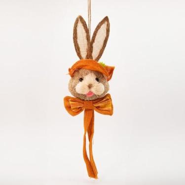 Imagem de Coelho de Páscoa Pendente Enfeite Decoração Coelhinho Laranja 60cm - G