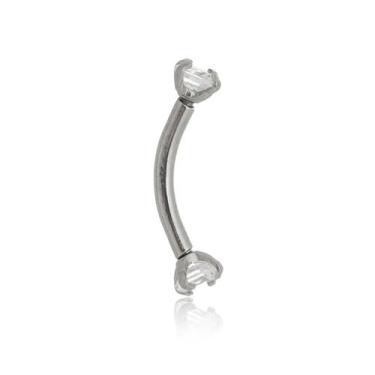 Imagem de Piercing Curvado 2 Pedrinhas Aço Inox - Cirulli Aço