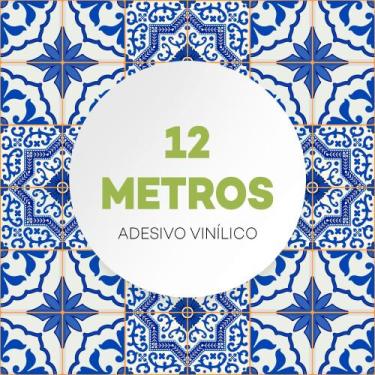 Imagem de Papel Parede Adesivo Azulejo Cozinha Azul Retro Lavável  - Criptonita,