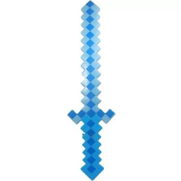 Imagem de Brinquedo Espada Pixel Minecraft 58cm Som E Luz Azul Nº12